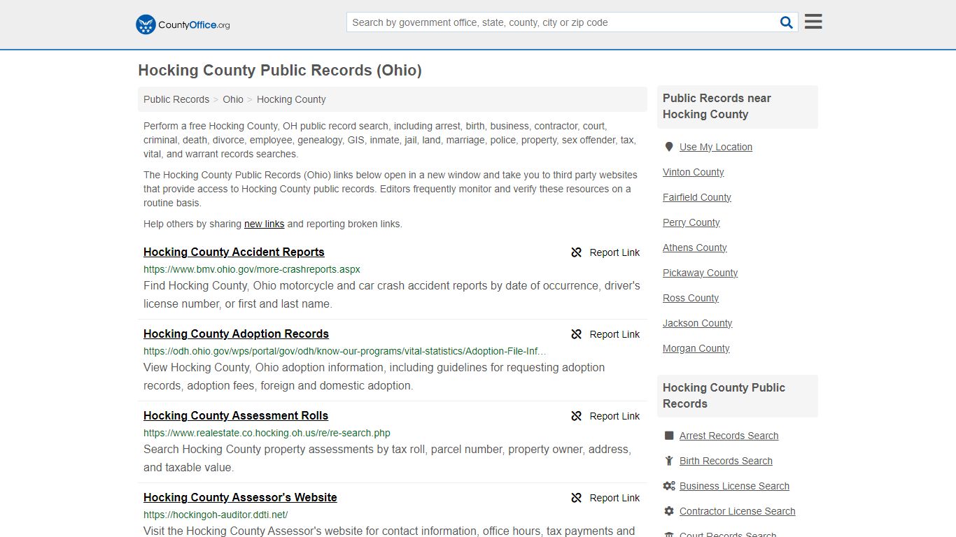 Hocking County Public Records (Ohio) - County Office