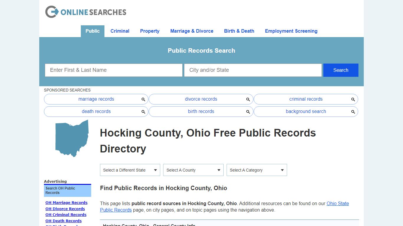 Hocking County, Ohio Public Records Directory - OnlineSearches.com