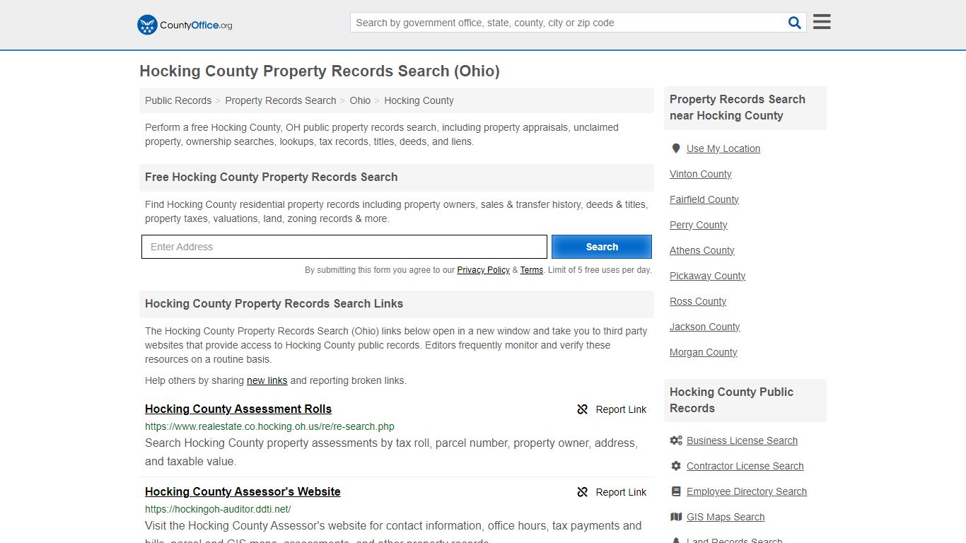 Hocking County Property Records Search (Ohio) - County Office